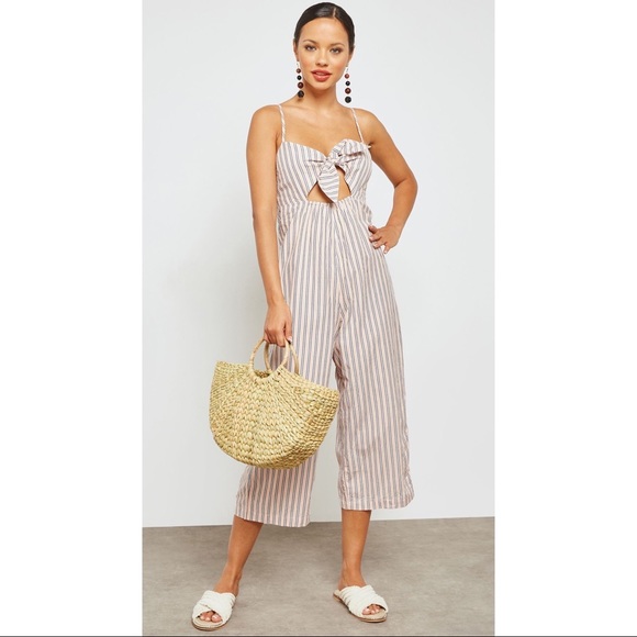 Topshop Pants - 🆕 Topshop Striped Jacquard Bow Front Jumpsuit